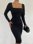 Lara Midi Boy Kalem Elbise 581864 SİYAH