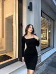 Lara Midi Boy Kalem Elbise 581864 SİYAH