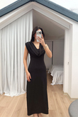 Lenal Degaje Yaka Midi Elbise 4542