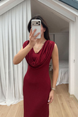 Lenal Degaje Yaka Midi Elbise 4542