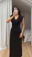 Lenal Degaje Yaka Midi Elbise 4542