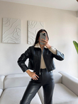Leona Yaka Peluş Detay Ceket 2596 SİYAH