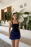 Lina Kare Yaka Mini Tasarım Elbise 7895