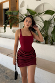 Lina Kare Yaka Mini Tasarım Elbise 7895