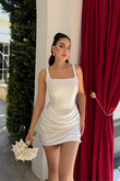 Lina Kare Yaka Mini Tasarım Elbise 7895