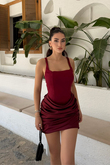Lina Kare Yaka Mini Tasarım Elbise 7895