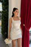 Lina Kare Yaka Mini Tasarım Elbise 7895