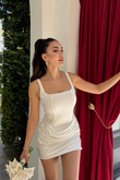Lina Kare Yaka Mini Tasarım Elbise 7895