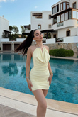 Luna Gold Askı Detay Mini Elbise 303