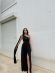 Manolya Bel Detay Tek Kol Abiye 582603 SİYAH