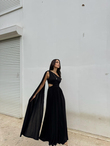 Manolya Bel Detay Tek Kol Abiye 582603 SİYAH