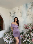 Mars Kuyruk Detay Mini Saten Abiye 582929 LİLA
