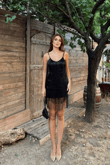 Modia Saçaklı Mini Elbise 9350 SİYAH