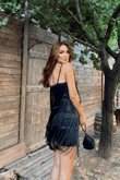 Modia Saçaklı Mini Elbise 9350 SİYAH