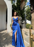 Nathalie İp Askılı Çiçek Tasarım Abiye 1018 SAKS MAVİSİ