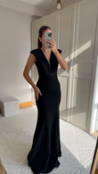 Nelie V Yaka Balık Abiye 4704 SİYAH