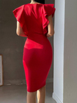 Nell Kare Yaka Kol Detay Elbise 582477 KIRMIZI