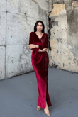 Nerie Payet İşleme Detay Kadife Abiye 45594