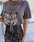 Never Been Yazı Detay T-shirt FÜME