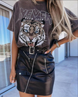 Never Been Yazı Detay T-shirt FÜME