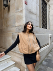 Nicole Oversize Cep Detaylı Yelek 25189 TABA