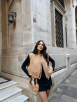 Nicole Oversize Cep Detaylı Yelek 25189 TABA