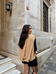 Nicole Oversize Cep Detaylı Yelek 25189 TABA