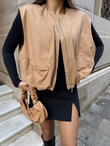 Nicole Oversize Cep Detaylı Yelek 25189 TABA