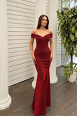 Nora Kayık Yaka Simli Kumaş Abiye 583161 BORDO