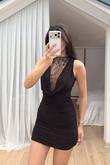 Nutty Degaje Yaka Güpür Mini Elbise 4110