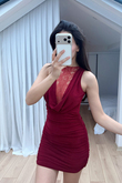 Nutty Degaje Yaka Güpür Mini Elbise 4110