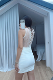 Nutty Degaje Yaka Güpür Mini Elbise 4110
