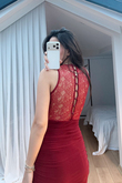 Nutty Degaje Yaka Güpür Mini Elbise 4110