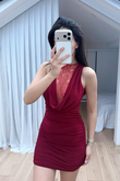 Nutty Degaje Yaka Güpür Mini Elbise 4110