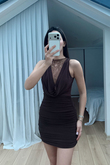 Nutty Degaje Yaka Güpür Mini Elbise 4110