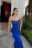 Olivia Straplez Taşlı Midi Elbise 1054