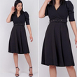Omuz Detay Kemerli Elbise SİYAH
