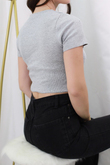 Ön Büzgülü Crop GRİ