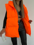 Oversize Fermuar Detay Kapitone Şişme Yelek Neon Turuncu