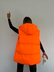 Oversize Fermuar Detay Kapitone Şişme Yelek Neon Turuncu
