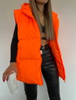 Oversize Fermuar Detay Kapitone Şişme Yelek Neon Turuncu