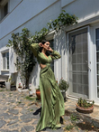 Owen Bel Transparan Abiye 9268 YAĞ YEŞİLİ