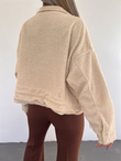 Peluş Cepli Crop Ceket 8110 TAŞ