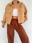 Peluş Cepli Kısa Ceket 9059 TABA