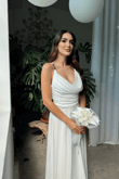 Pera Zincir Detay Saten Abiye 2005 BEYAZ