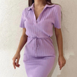 Polo Yaka Triko Elbise 2215 LİLA
