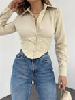 Poplin Zara Gömlek 9210 Taş Rengi 