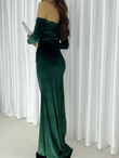 Rina Taş Detay Kadife Abiye 582317 ZÜMRÜT