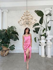 Sarah İp Askılı Saten Elbise 582593 PUDRA