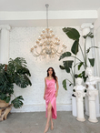 Sarah İp Askılı Saten Elbise 582593 PUDRA